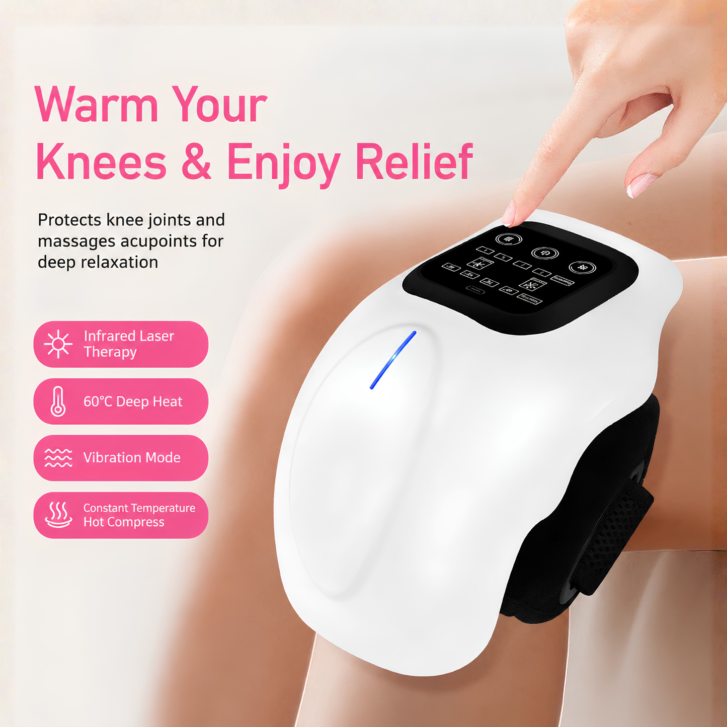 4-in-1 Wireless Knee Massager with Heat, Vibration & Infrared Laser Therapy