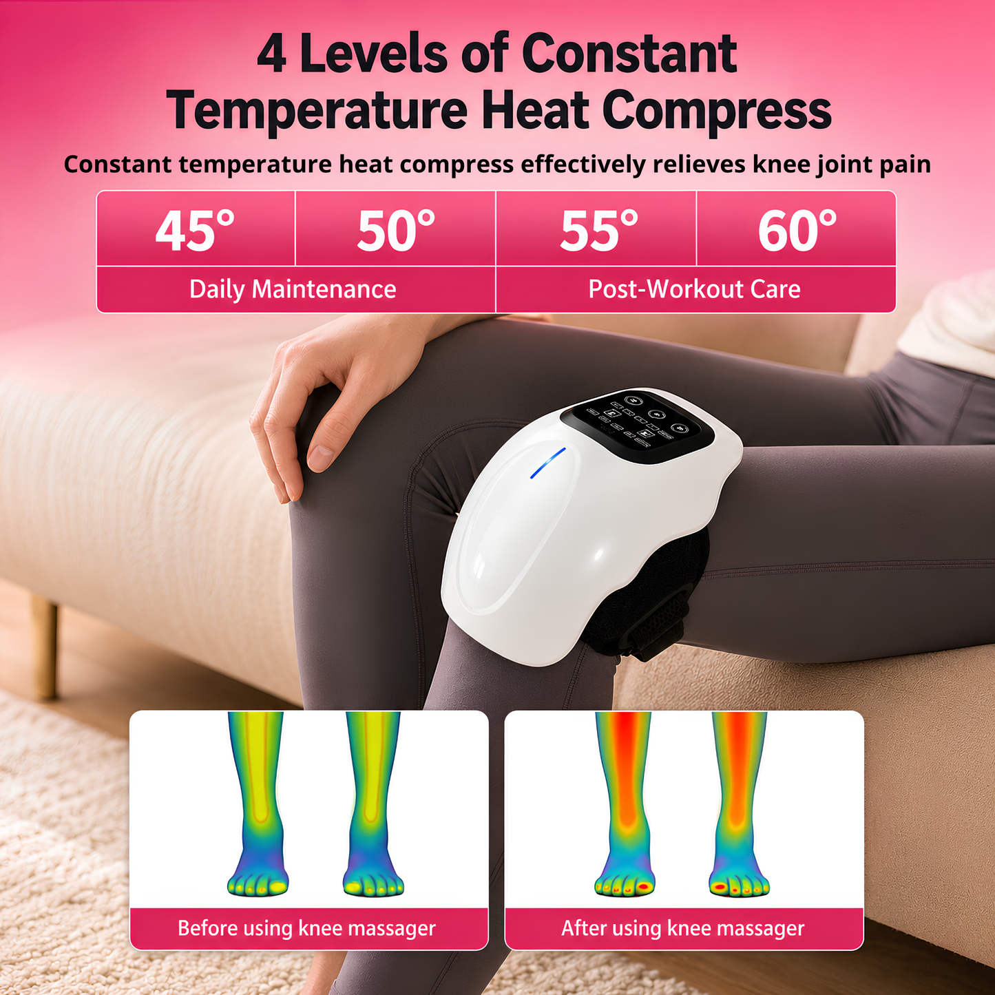 4-in-1 Wireless Knee Massager with Heat, Vibration & Infrared Laser Therapy